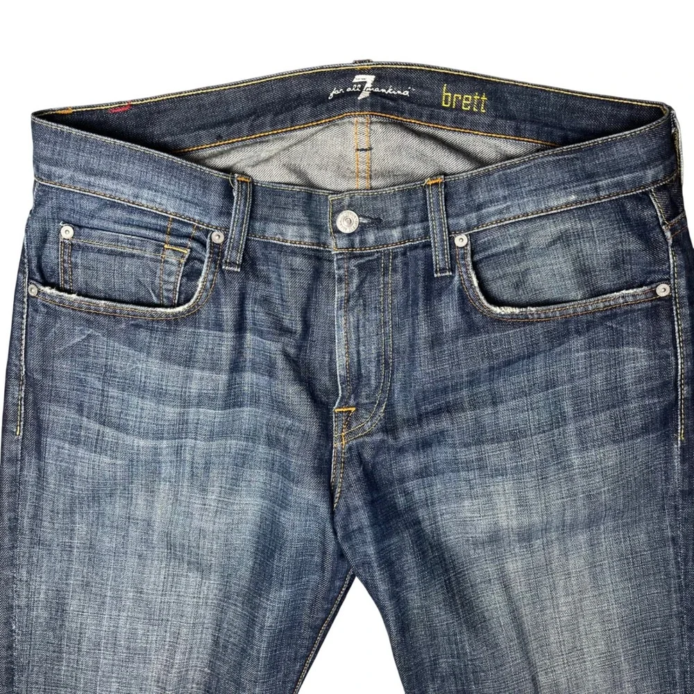 7 For All Mankind Brett Bootcut Jeans Mens 34 Blue A-Pocket Made in USA Denim - Picture 11 of 11